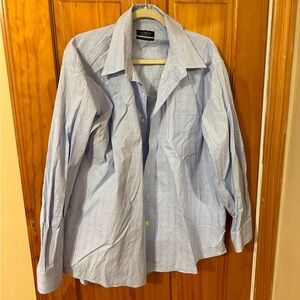 Mens Button down regular fit size 18 blue paid shirt